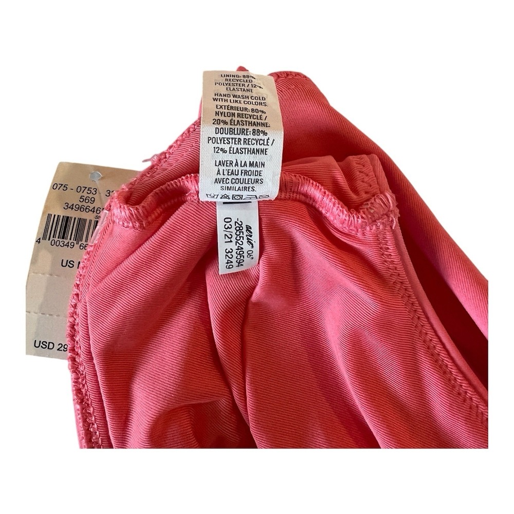 NWT Aerie Scoop Bikini Top Size M Solid Coral Wide Straps Low Back MSRP $30 - Picture 7 of 9